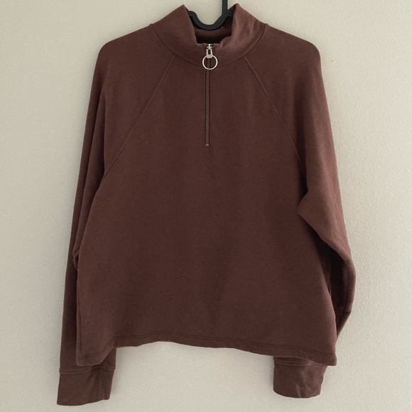 [Madewell] MWL Ribbed Half-Zip Raglan Sweatshirt Small - Picture 2 of 10